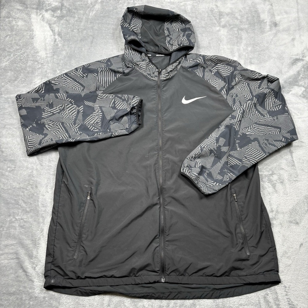 Nike Running Essential Jacket Mens 2XL Black Gray Windbreaker 858151-010